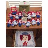 Collection of Raggedy Ann & Andy Dolls Book Etc