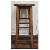 Round solid wood stool