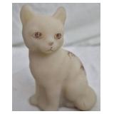 Vintage Fenton opal satin glass cat