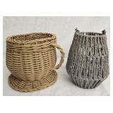 Candle holder and coffee cup shaped basket