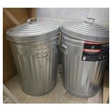 Lot of 2 aluminum trash cans