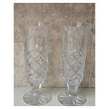 Pair of Crystal Diamond Pattern Vases