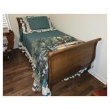 Twin Size Wooden Headboard Footboard Mattress Set