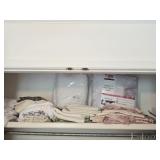 Closet Lot of Blankets Sheets Mattress Pad Etc