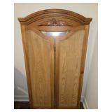 Vintage Wood Framed Beveled Triple Mirror