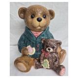 Vintage ceramic cookie jar Bear in green sweater