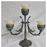 Vintage style brass verdigris candelabra