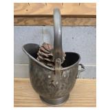 Hammered metal coal bucket