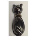 Sterling silver and gold cat brooch