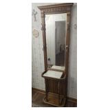 Beautiful oak wood hall tree with mirror
