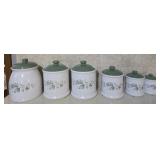 Set of 6 Green Ivy pattern Canister set