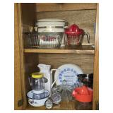Cabinet of Misc Juicers Thermometers Etc