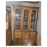 Solid Oak China Cabinet Hutch 2 pieces