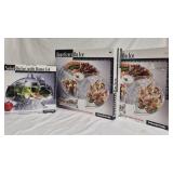Appetizer on ice serving platters & salad bowl