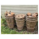 Lot of 3 Wooden Baskets of Gourds