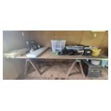 Estate lot of saw horses , lantern & more