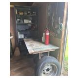 Estate lot of work table and metal shelve & more