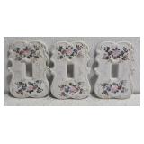3 vintage porcelain light switch covers
