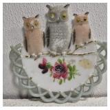 Vtg 3 owls Westmoreland milk glass plate