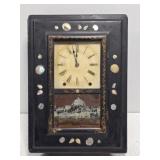 Victorian Wooden Mother Of Pearl Clock