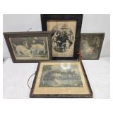 Lot of 4 Victorian Decorative Pictures