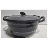 Grey enameled cast iron Dutch oven
