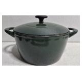 Dark green enameled cast iron Dutch oven