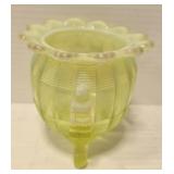 Northwood klondyke Vaseline glass footed dish