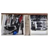 3 drawer lots of flat wear & serving utensils