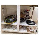 Huge cabinet lot of baking dishes & more