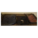 3 leather bags by latico & 2 unknown