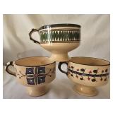 vintage hand-painted ceramic pedestal cups