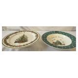 Christmas cake plate and bowl