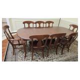 7 ft Wooden Oval Dining Table & 8 Chairs