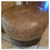 Leather top ottoman
