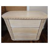 3 drawer wood wicker chest