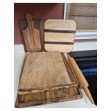 Estate lot of wooden cutting boards & more