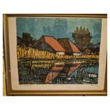 Framed artwork color lithograph syle