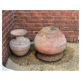 Lot of 2 Heavy Terracotta Flower Pots