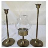 Lot of brass candle stick holders