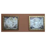 2 framed prints of the world map