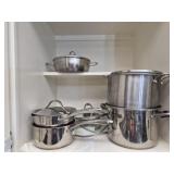 Cabinet  lot of pots & pans Anolon Cuisinart
