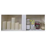 Shelf lot of candles