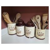 Vtg Sears Roebuck Harvest Wheat ceramic canisters