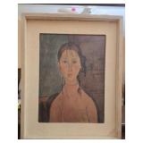 Print on board of 'Girl With Pigtails' Italian