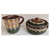 Hand crafted clay mug & container retro design
