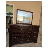 9 drawer universal dark wood dresser with mirror
