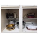 Cabnit lot of baking dishes mixing bowls & more