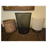 3 small trash cans