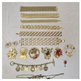 Estate Lot of Gold Colored Costume Jewelry